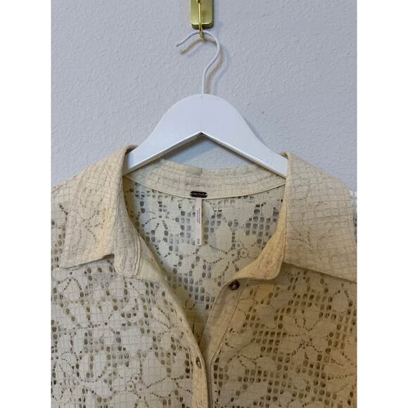 Free People Women’s In Your Dreams Lace‎ Oversized Buttondown Sz M - Picture 4 of 8